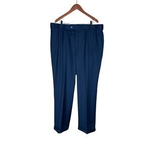 Stafford-Ease 40X32 dress pants navy adjustable waist wrinkle resistant office